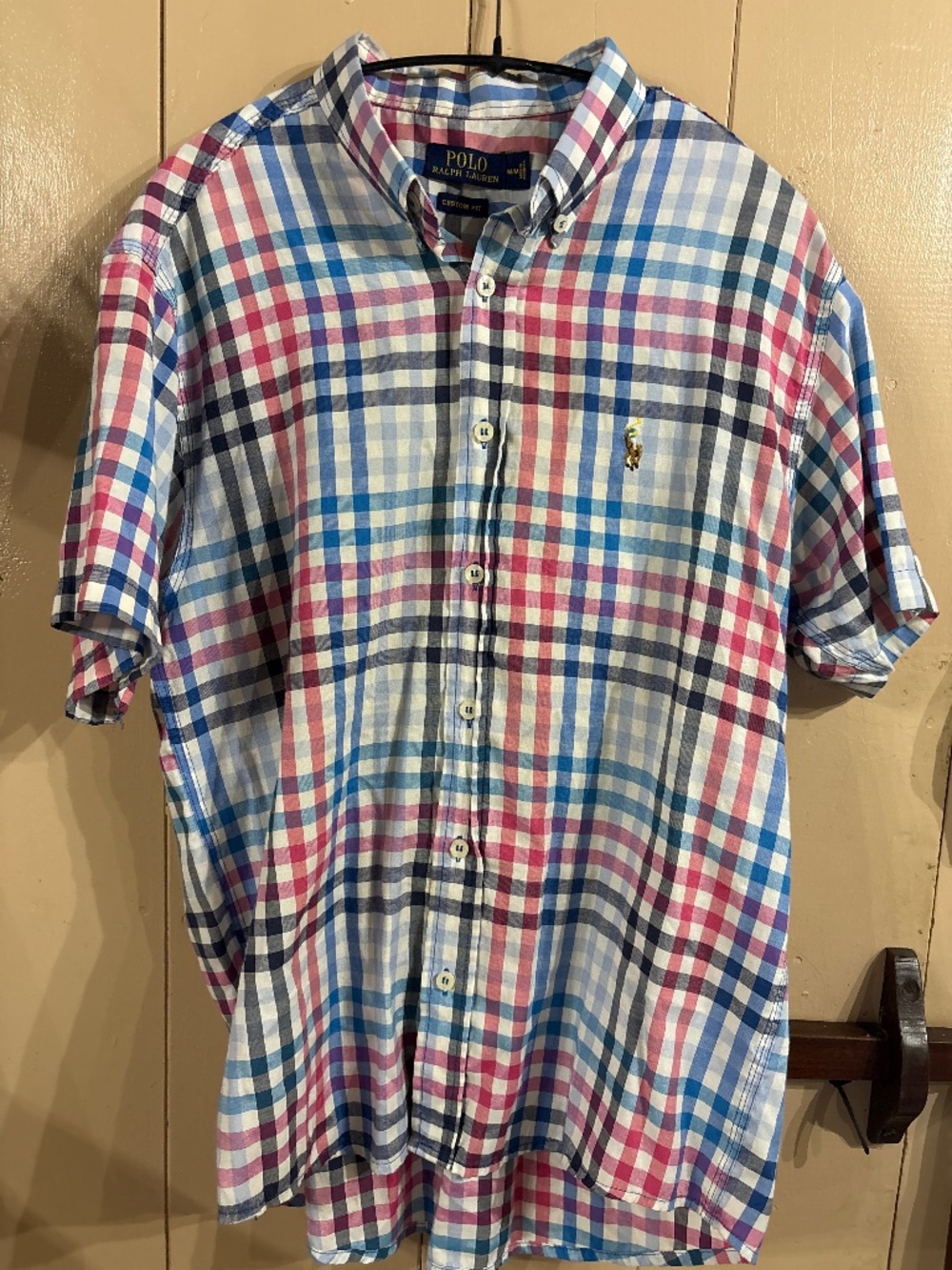 Polo Ralph Lauren gingham shirt sleeve button-up, size medium